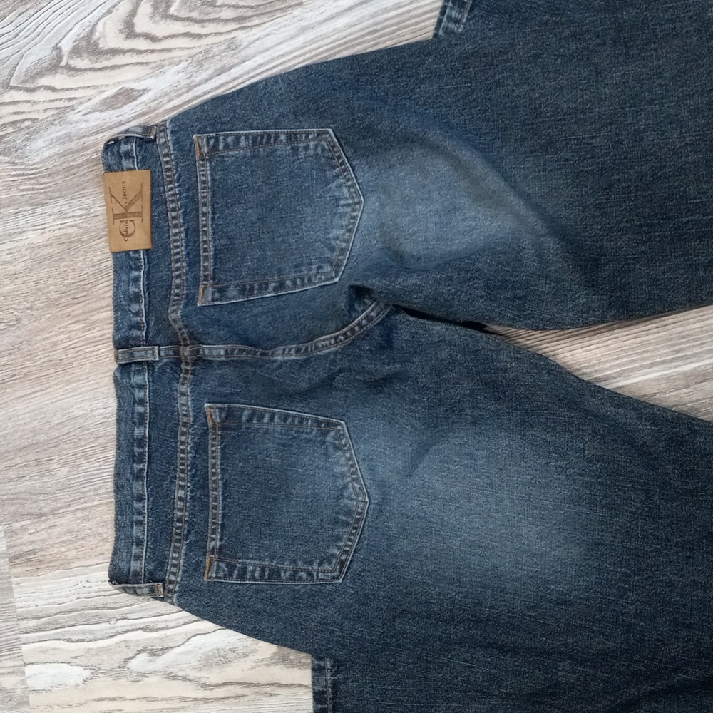 Calvin Klein Blue Flare & Wide Leg Jeans - Picture 12 of 14